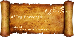 Őry Rozmarin névjegykártya